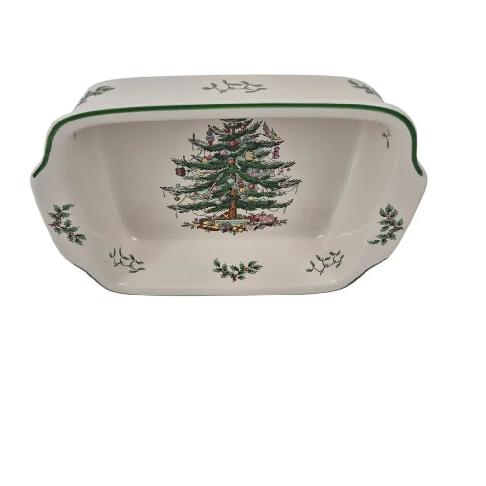 Spode Christmas Tree Rectangular Handled Dish S3324-A10 NIB 12 x 9.5 in Holiday - Picture 10 of 10